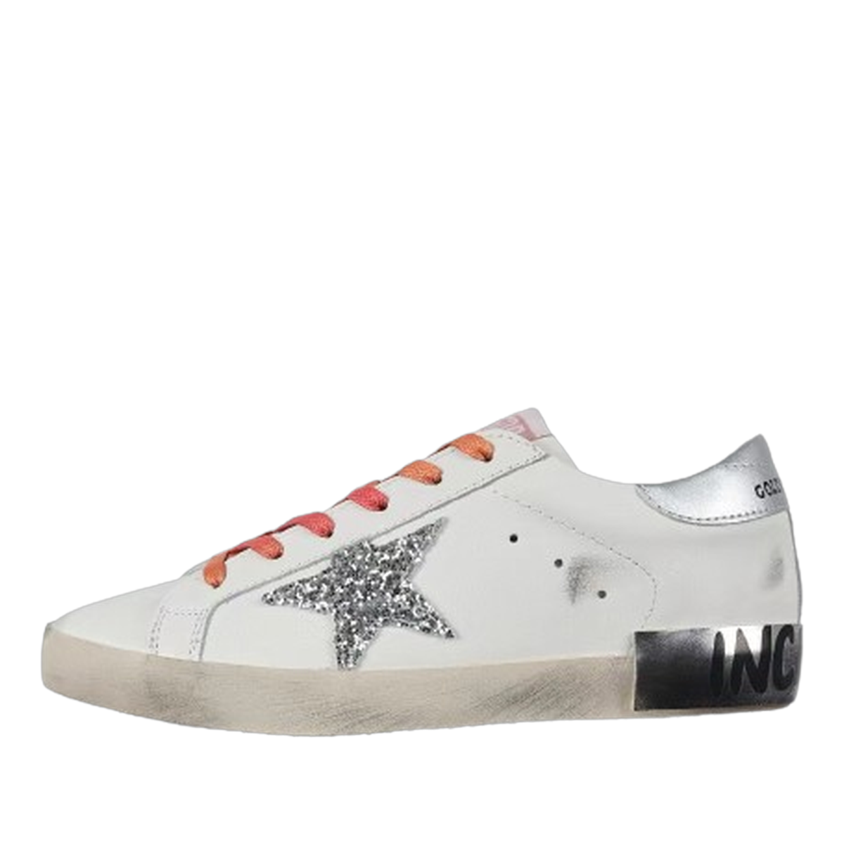 Golden Goose Ball-Star Glitter Silver Star Silver Heel Tab