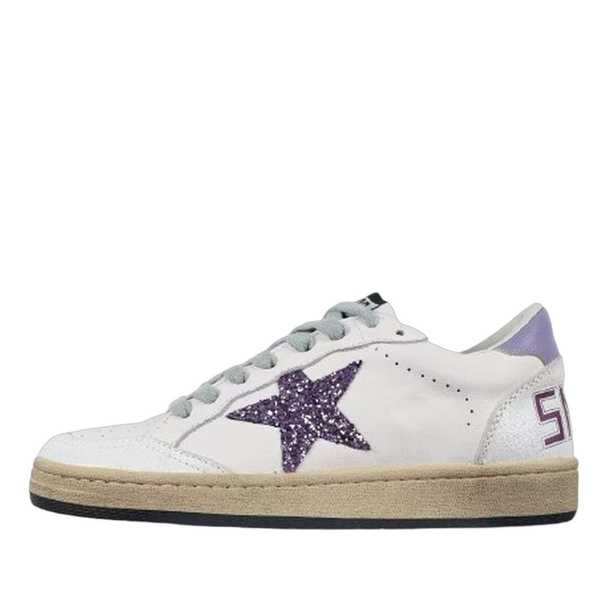 Golden Goose Ball-Star Glitter Star Purple Heel Tab