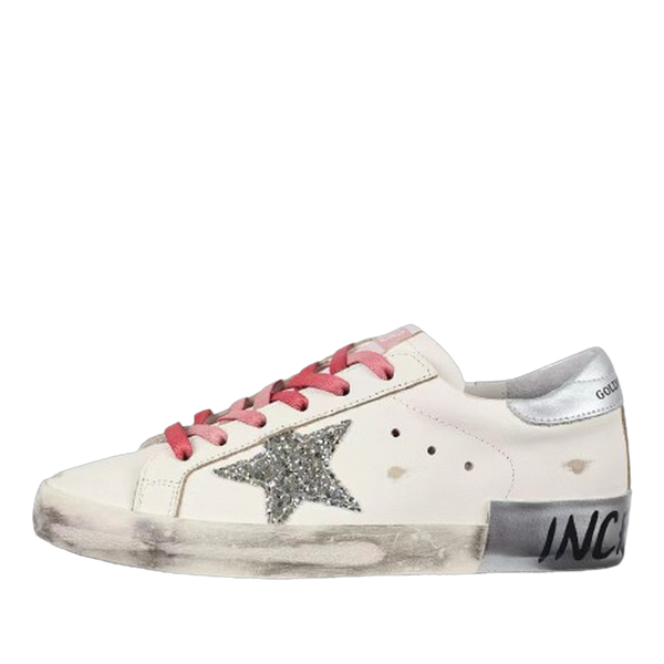 Golden Goose Ball-Star Glitter Star Silver Heel Tab