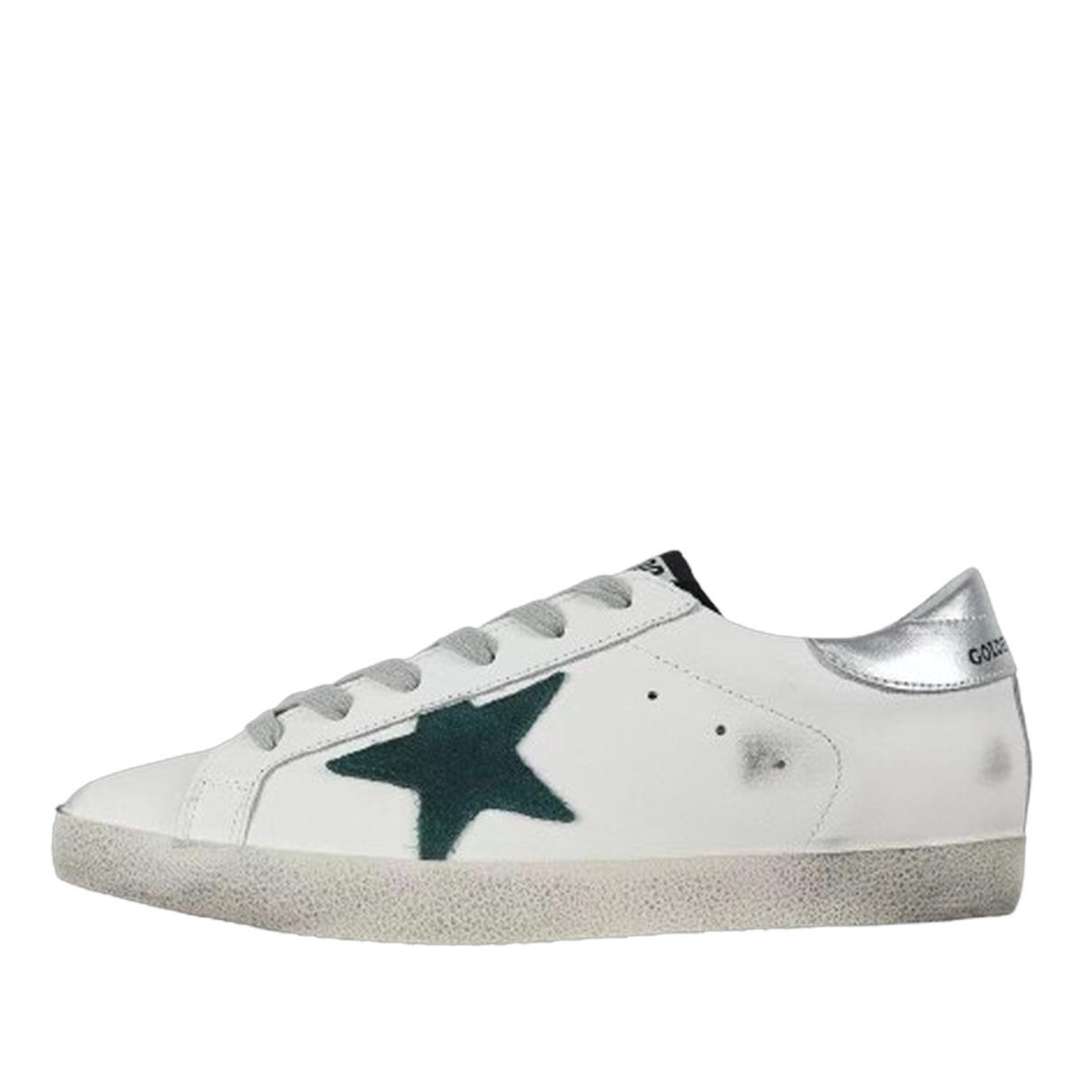 Golden Goose Ball-Star Green Star Silver Heel Tab