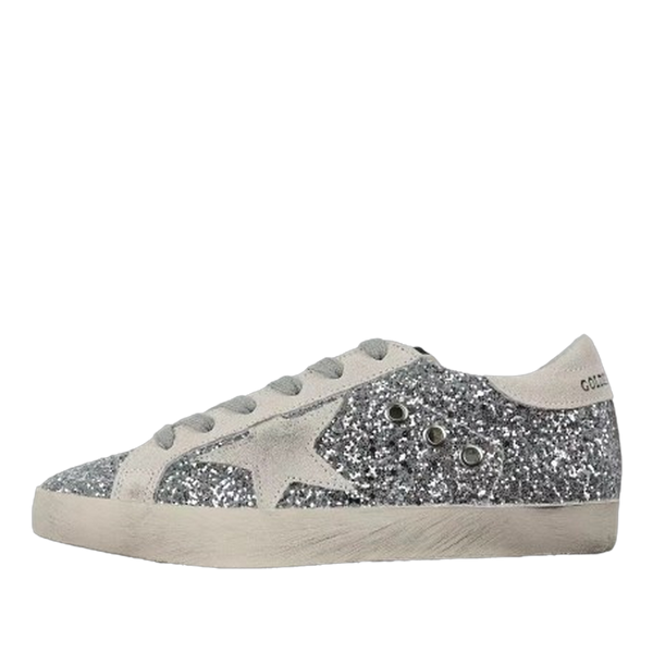 Golden Goose Ball-Star Suede Star Grey Heel Tab Glitter Base