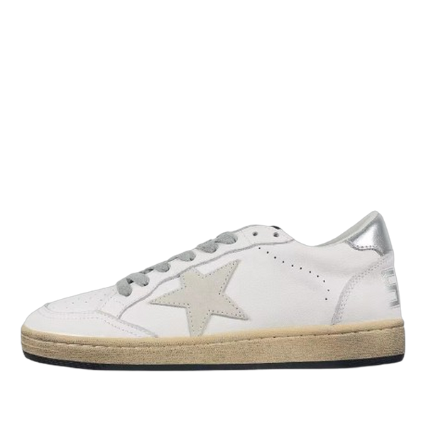 Golden Goose Ball-Star Suede Star Silver Heel Tab