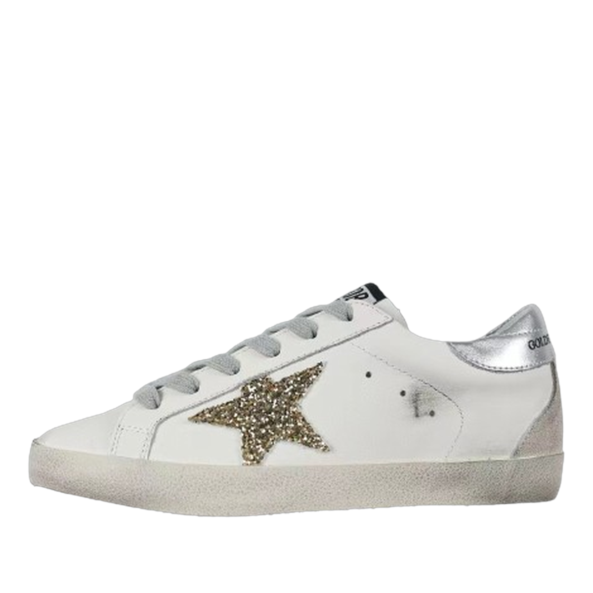 Golden Goose Super-Star Glitter Gold Star Silver Heel Tab
