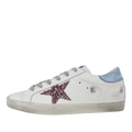 Golden Goose Super-Star Glitter Pink Star Blue Heel Tab