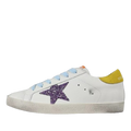 Golden Goose Super-Star Glitter Purple Star Yellow Heel Tab