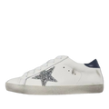Golden Goose Super-Star Glitter Silver Star Navy Heel Tab