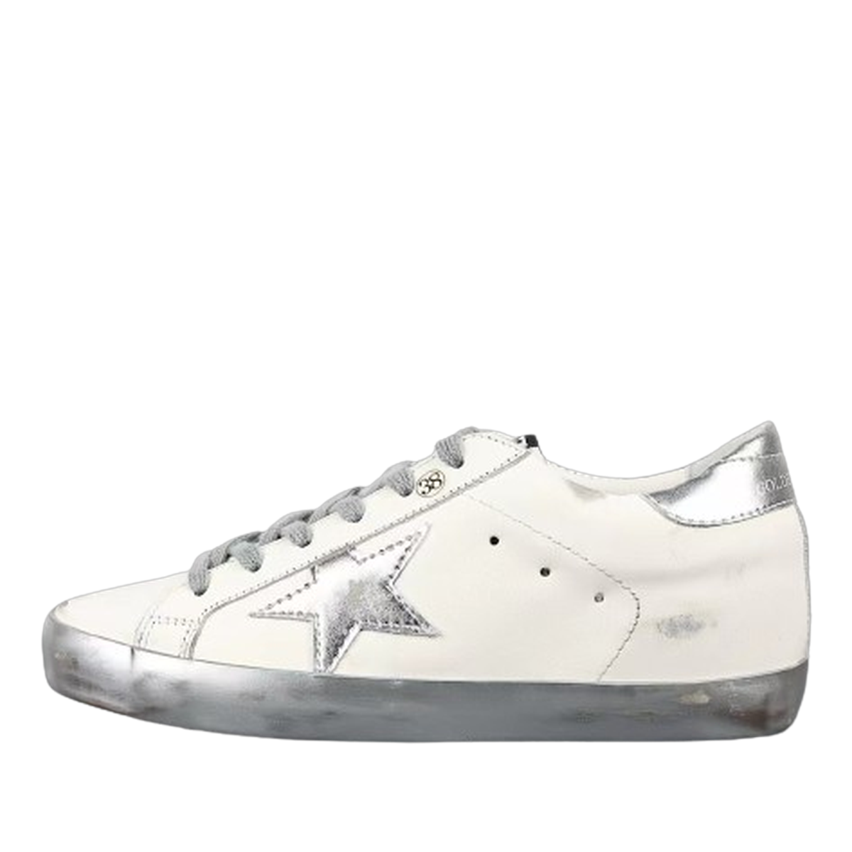 Golden Goose Super-Star Silver Star Silver Heel Tab Silver Sole