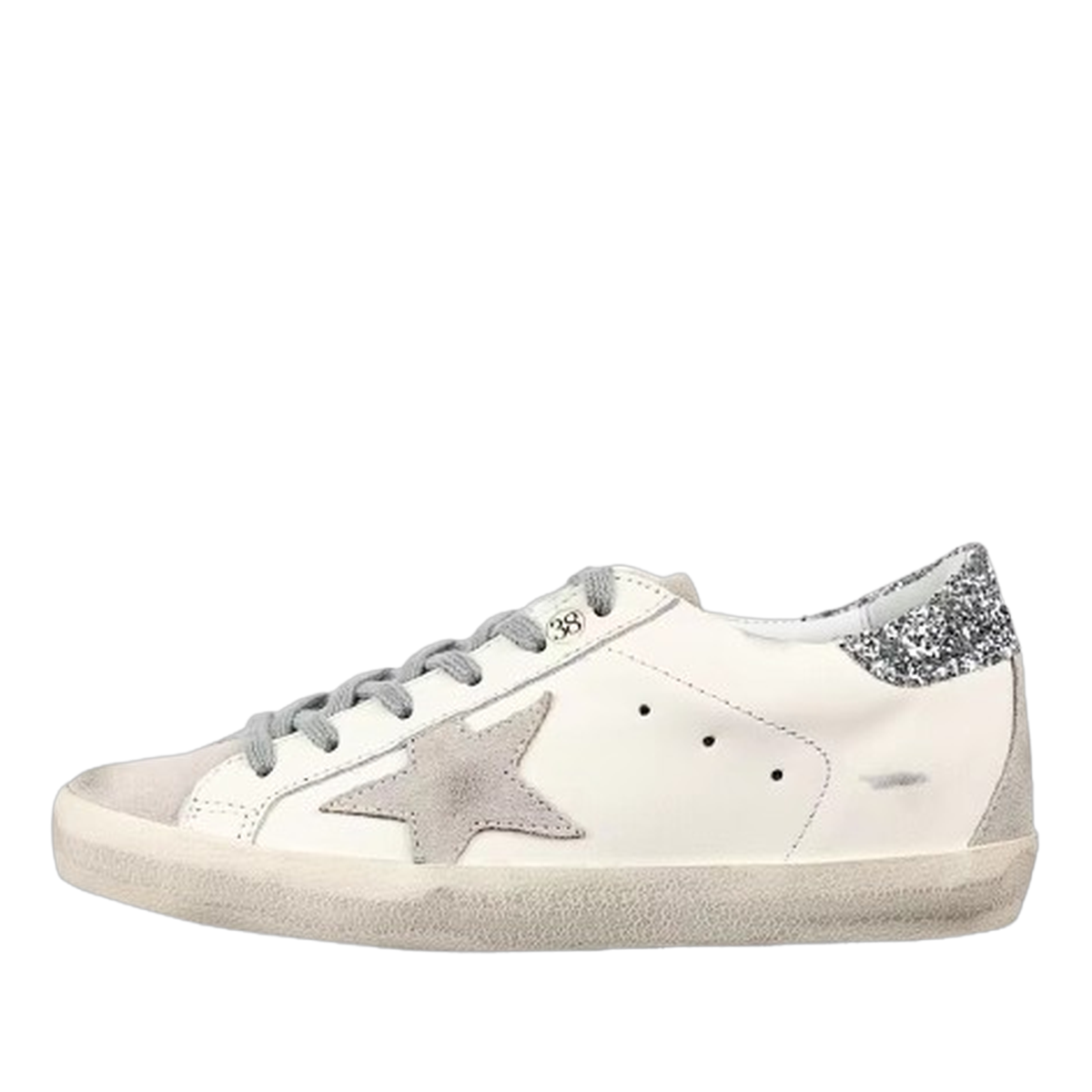 Golden Goose Super-Star Suede Star Glitter Heel Tab