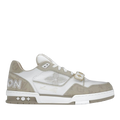 LV Trainers Velcro Strap Monogram Denim Beige