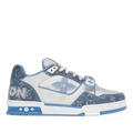LV Trainers Velcro Strap Monogram Denim Blue