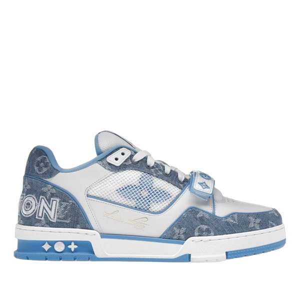 LV Trainers Velcro Strap Monogram Denim Blue