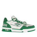 LV Trainers Velcro Strap Monogram Denim Green