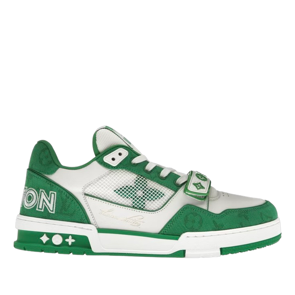 LV Trainers Velcro Strap Monogram Denim Green
