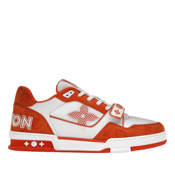 LV Trainers Velcro Strap Monogram Denim Orange