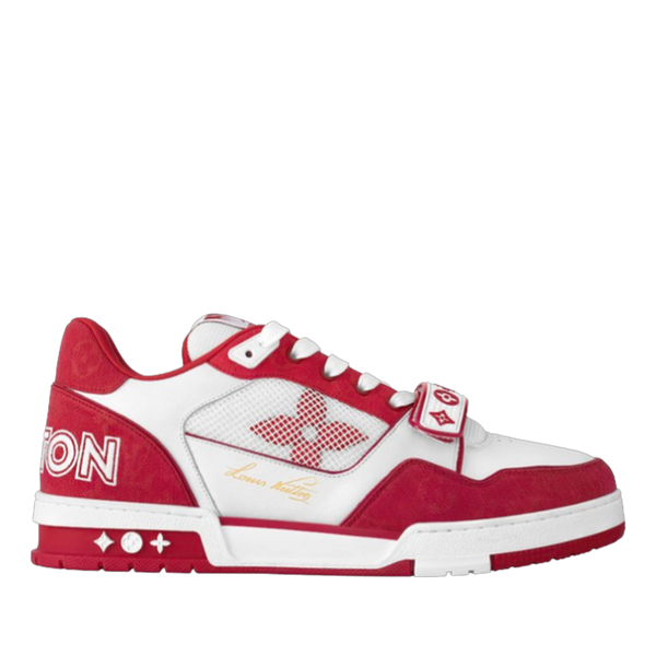LV Trainers Velcro Strap Monogram Denim Red