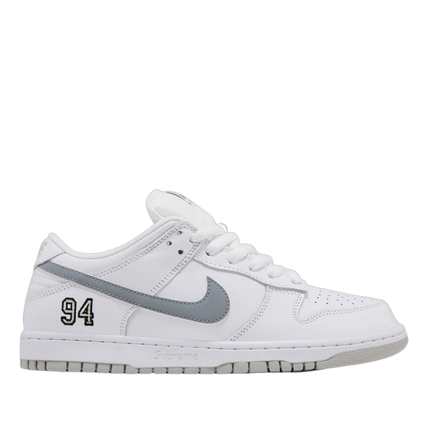 SB Dunk X Supreme White Metallic Silver (2025)